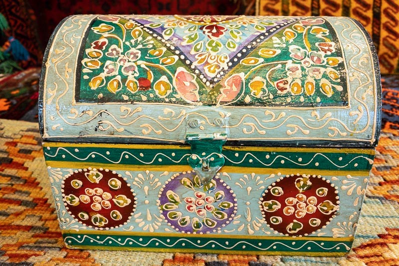 Indian Hand Painted Storage Box - Blue